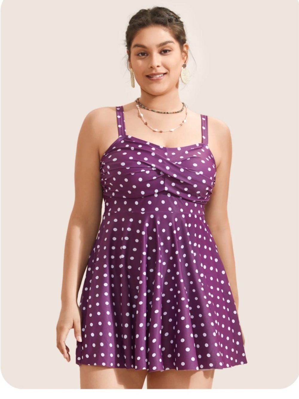 BloomChic Polka Dot Purple 2-Piece Swim Dress size 14-16
